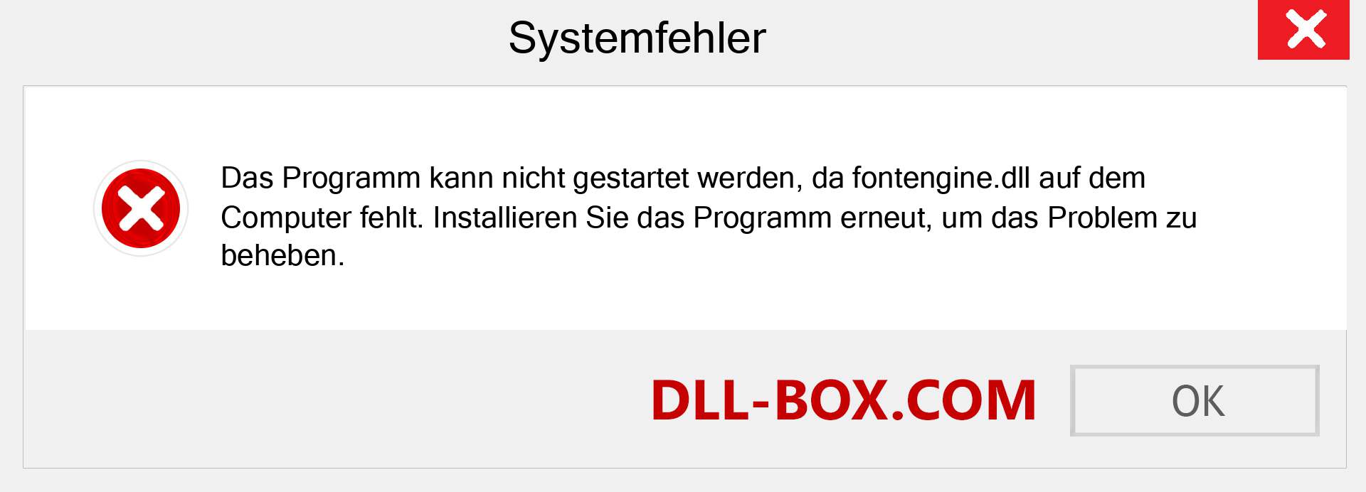 fontengine.dll-Datei fehlt?. Download für Windows 7, 8, 10 - Fix fontengine dll Missing Error unter Windows, Fotos, Bildern